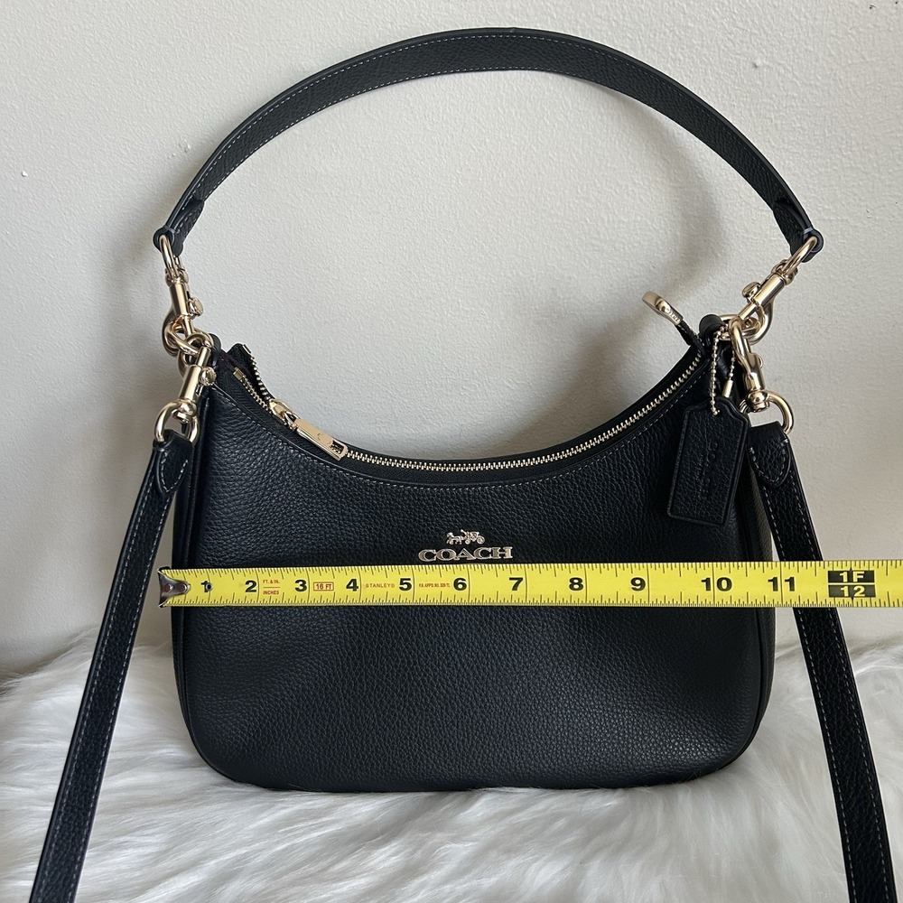 Coach Teri Hobo Bag Black Pebbled Leather Crossbody Handbag C1555 - Picture 7 of 9